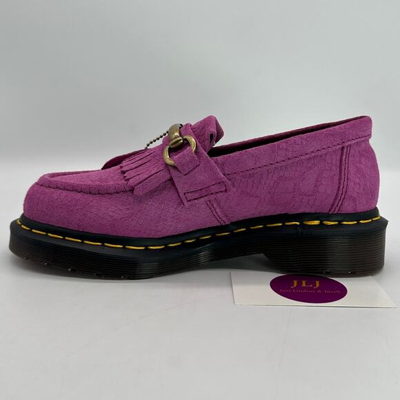 Dr. Martens Women's Adrian Snaffle Suede Kiltie Loafers Thrift Pink Size 5 - Picture 7 of 11